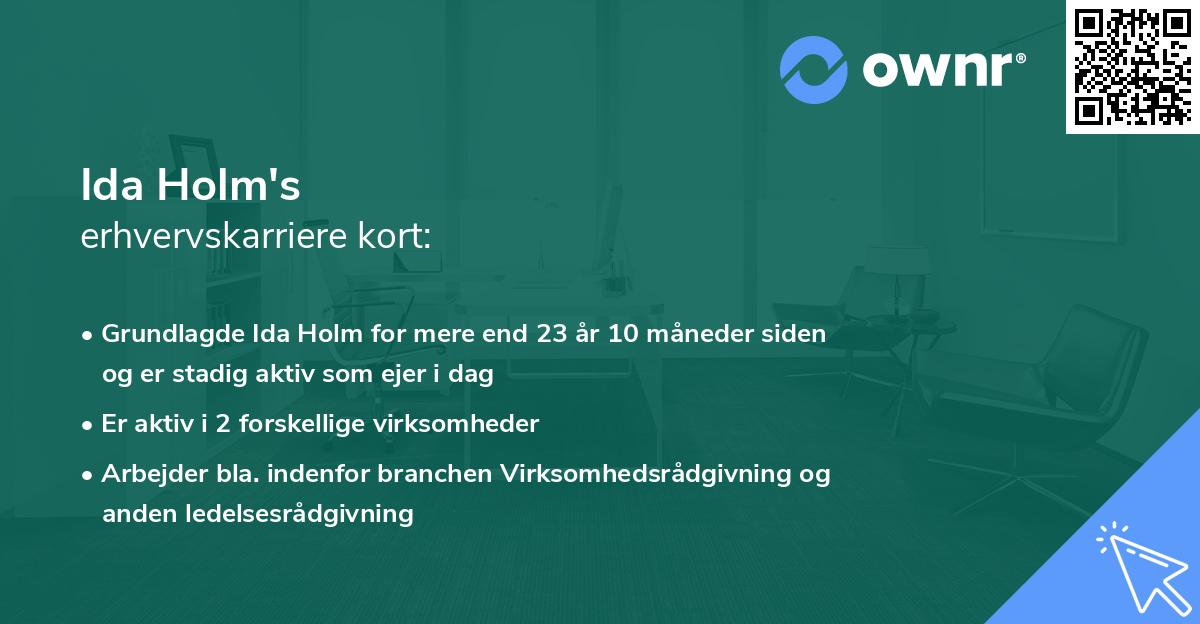 Ida Holm's erhvervskarriere kort