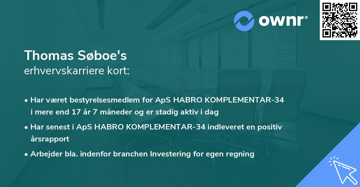 Thomas Søboe's erhvervskarriere kort