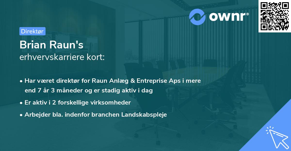 Brian Raun's erhvervskarriere kort