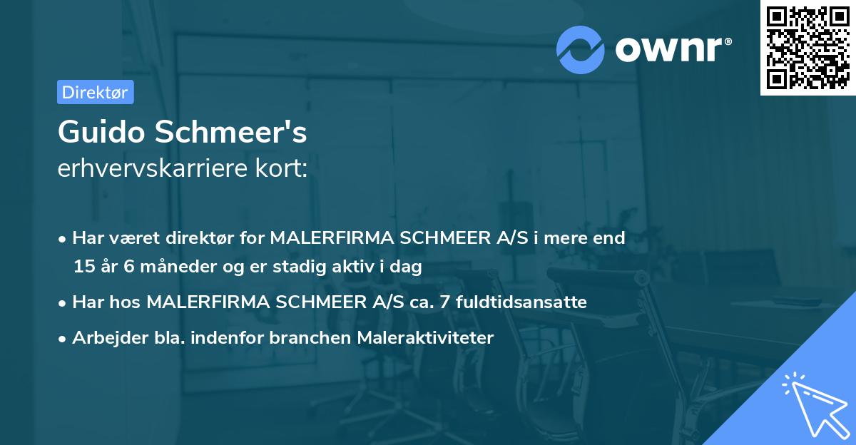 Guido Schmeer's erhvervskarriere kort