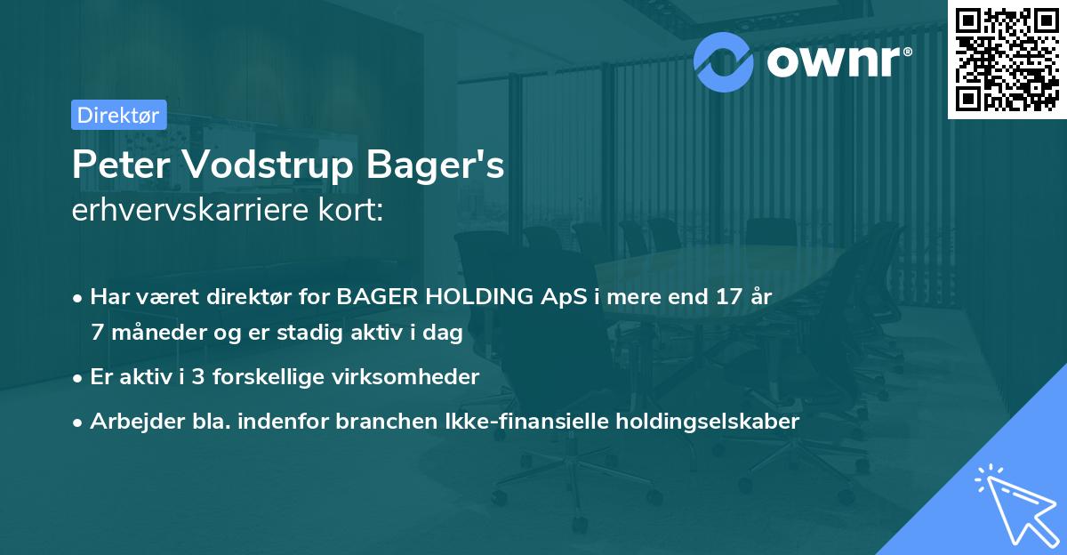 Peter Vodstrup Bager's erhvervskarriere kort