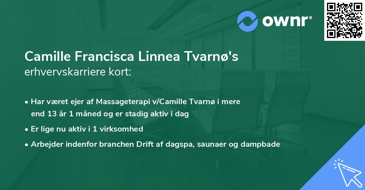 Camille Francisca Linnea Tvarnø's erhvervskarriere kort