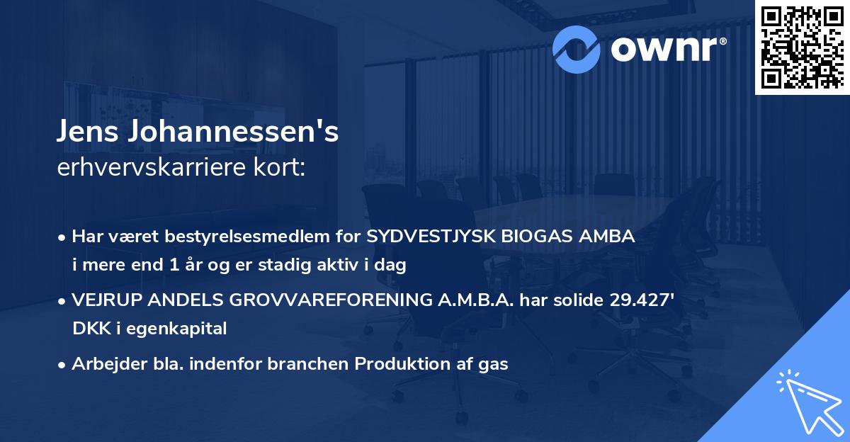 Jens Johannessen's erhvervskarriere kort