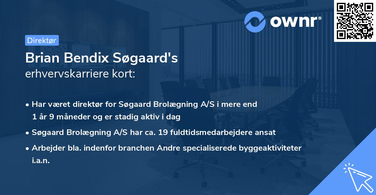 Brian Bendix Søgaard's erhvervskarriere kort