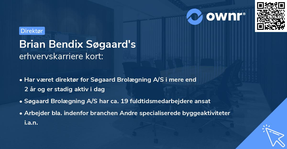 Brian Bendix Søgaard's erhvervskarriere kort