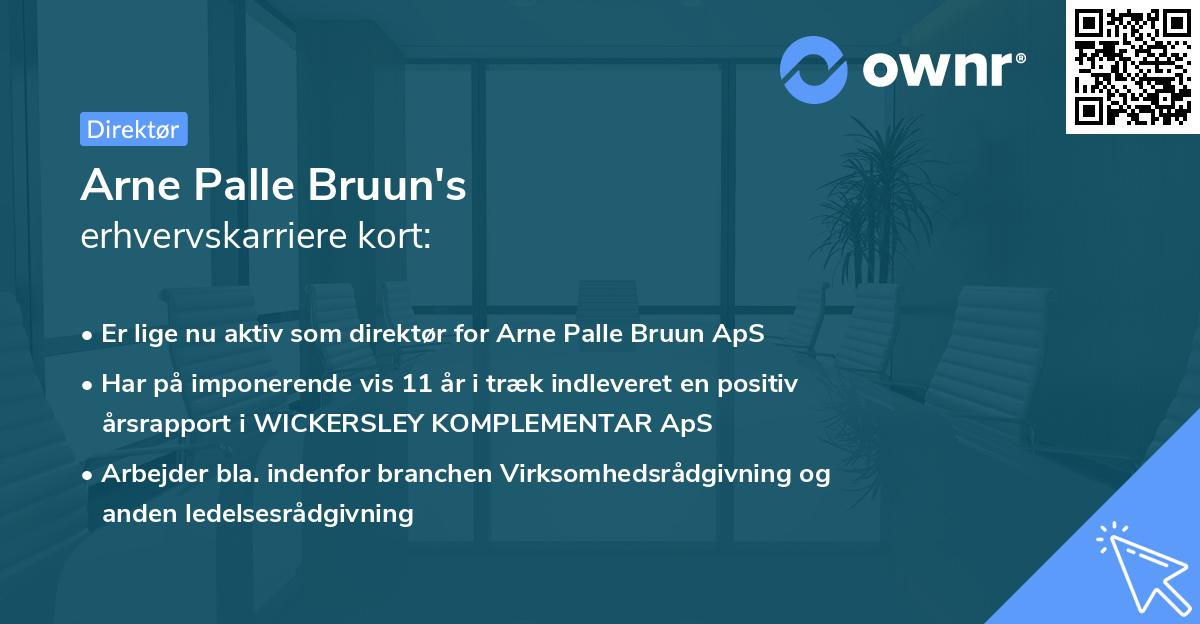 Arne Palle Bruun's erhvervskarriere kort