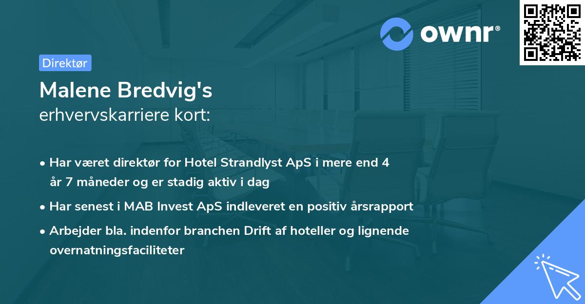 Malene Bredvig's erhvervskarriere kort