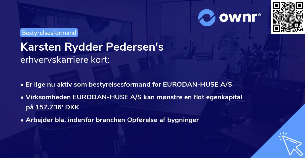 Karsten Rydder Pedersen's erhvervskarriere kort