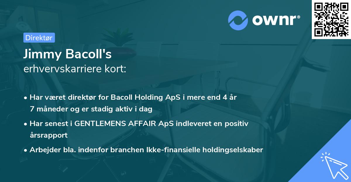 Jimmy Bacoll's erhvervskarriere kort