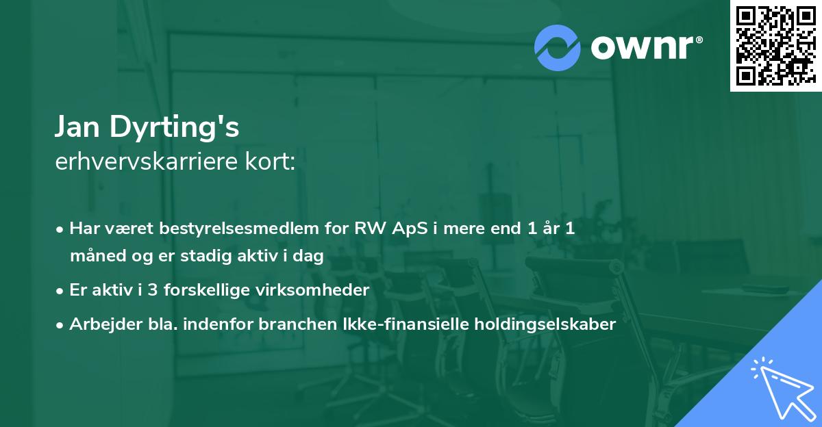Jan Dyrting's erhvervskarriere kort