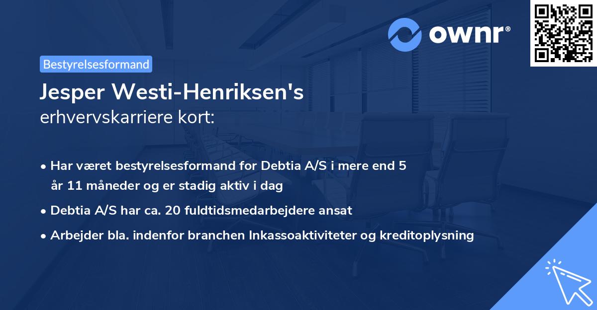 Jesper Westi-Henriksen's erhvervskarriere kort
