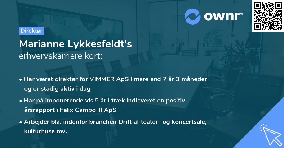 Marianne Lykkesfeldt's erhvervskarriere kort