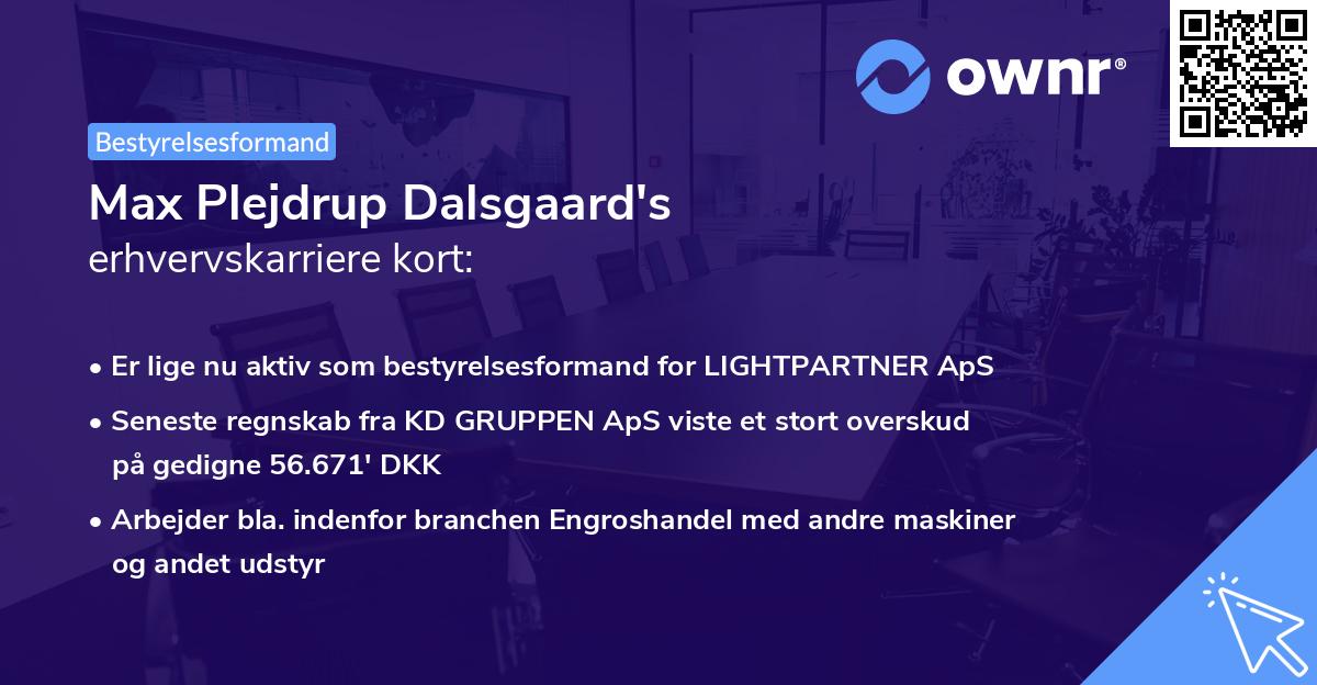 Max Plejdrup Dalsgaard's erhvervskarriere kort