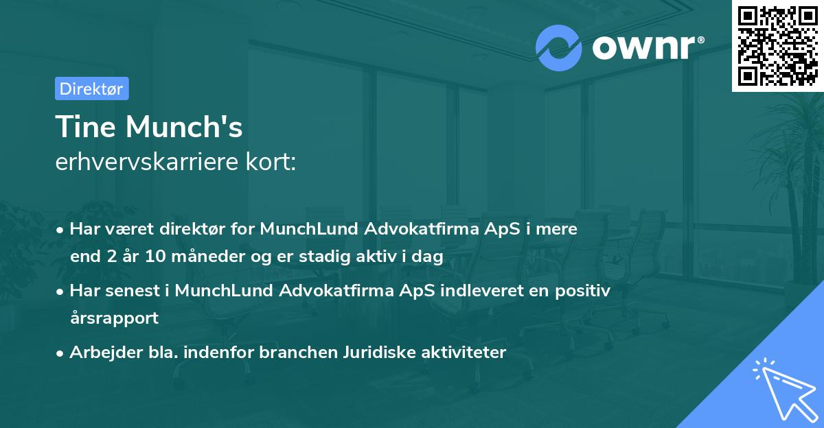 Tine Munch's erhvervskarriere kort