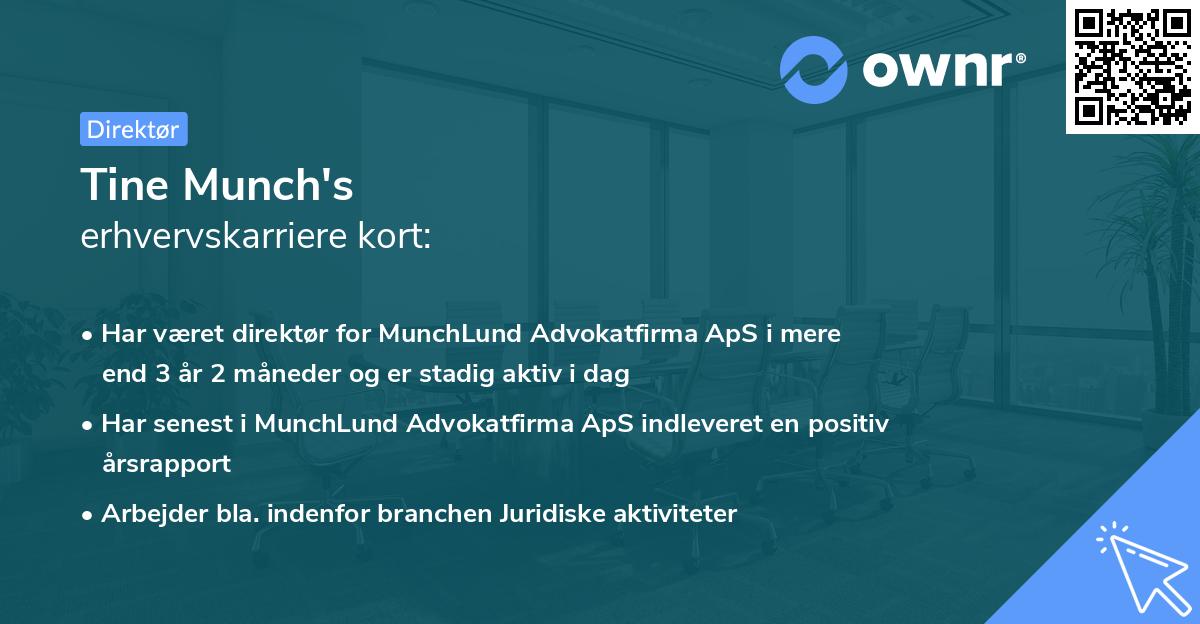 Tine Munch's erhvervskarriere kort