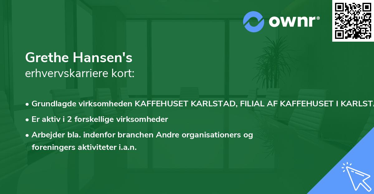 Grethe Hansen's erhvervskarriere kort