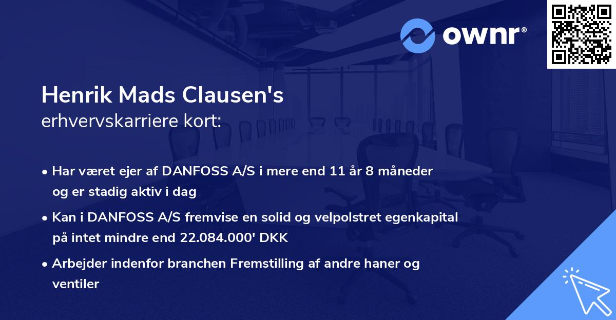 Henrik Mads Clausen's erhvervskarriere kort