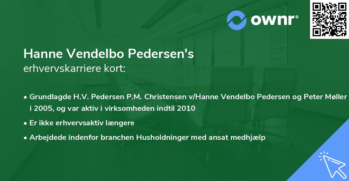 Hanne Vendelbo Pedersen's erhvervskarriere kort