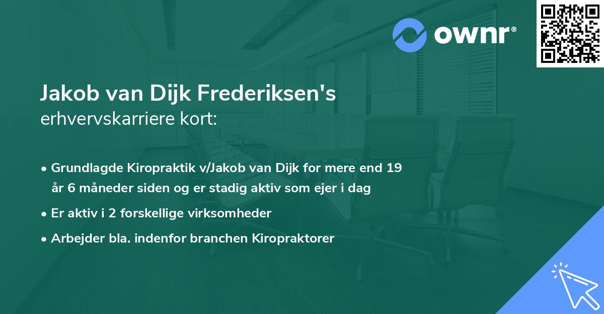 Jakob van Dijk Frederiksen's erhvervskarriere kort