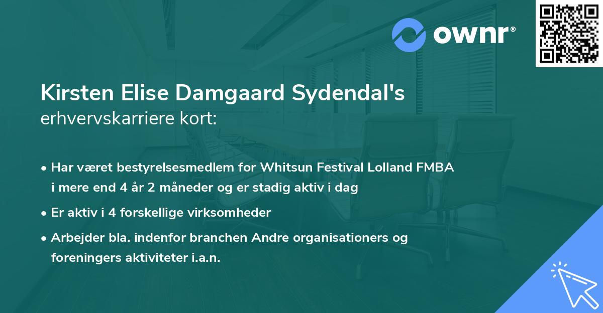 Kirsten Elise Damgaard Sydendal's erhvervskarriere kort