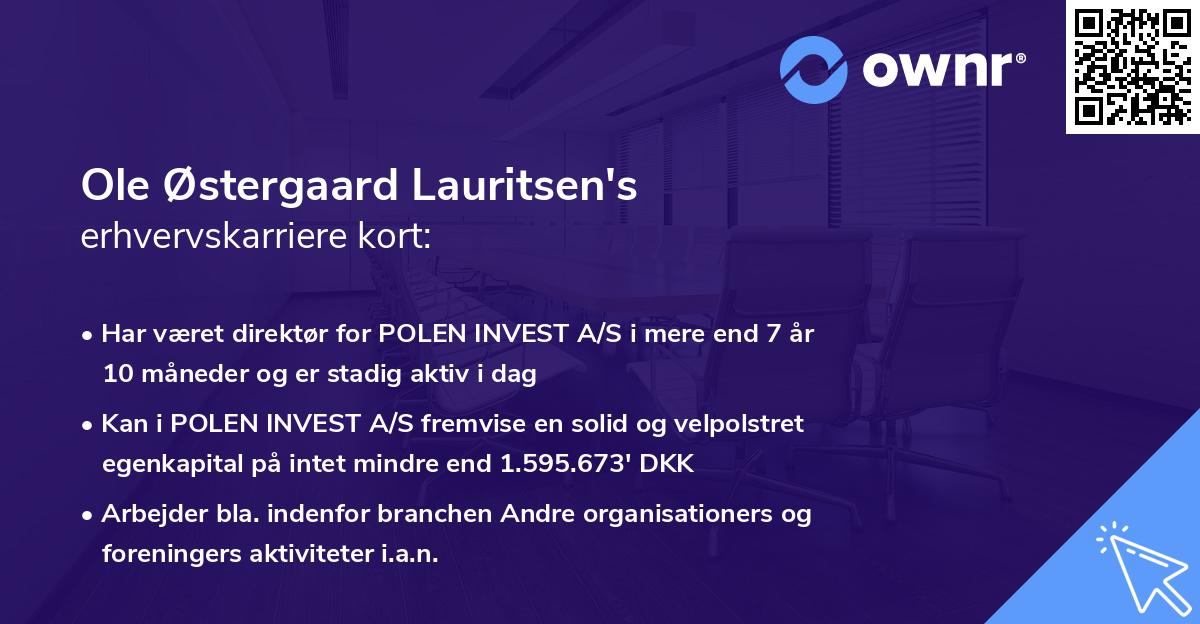 Ole Østergaard Lauritsen's erhvervskarriere kort