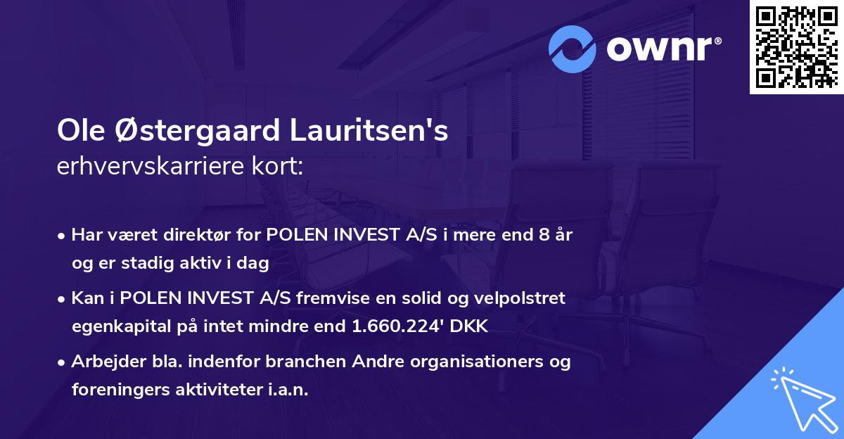 Ole Østergaard Lauritsen's erhvervskarriere kort