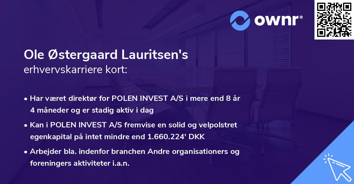 Ole Østergaard Lauritsen's erhvervskarriere kort