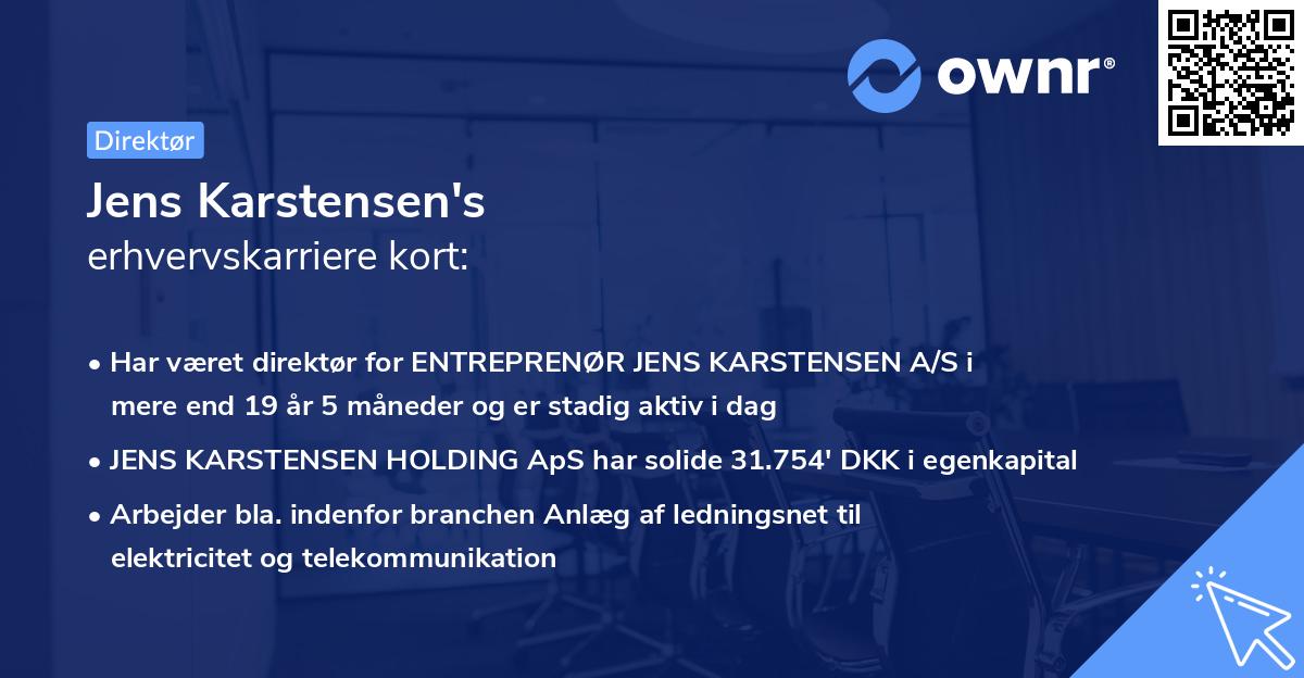 Jens Karstensen's erhvervskarriere kort