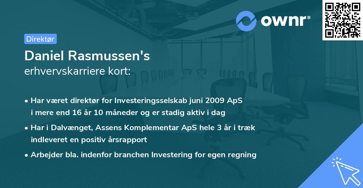 Daniel Rasmussen's erhvervskarriere kort
