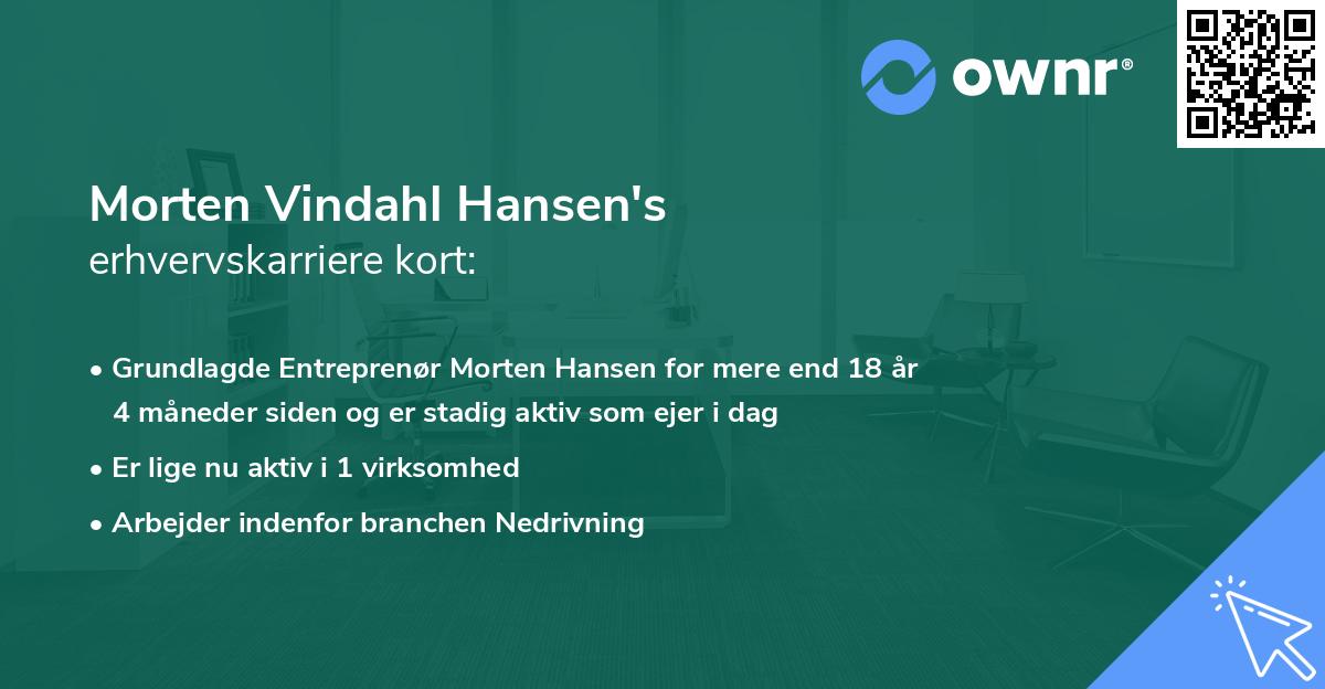 Morten Vindahl Hansen's erhvervskarriere kort