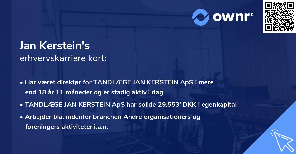 Jan Kerstein's erhvervskarriere kort