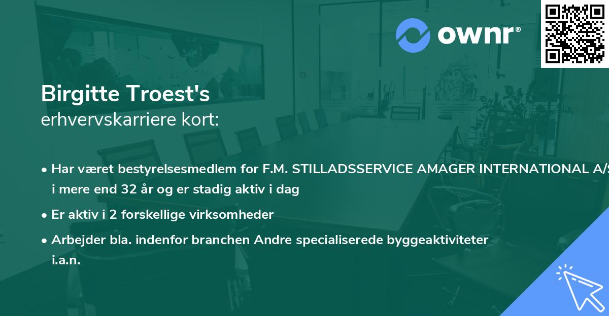 Birgitte Troest's erhvervskarriere kort
