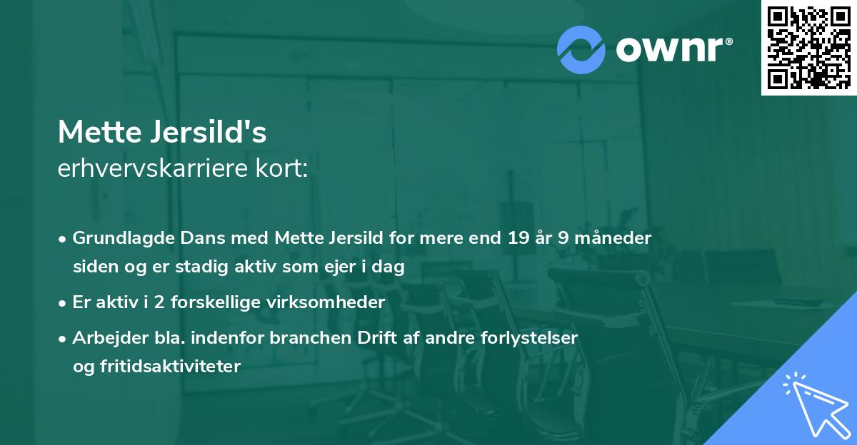 Mette Jersild's erhvervskarriere kort
