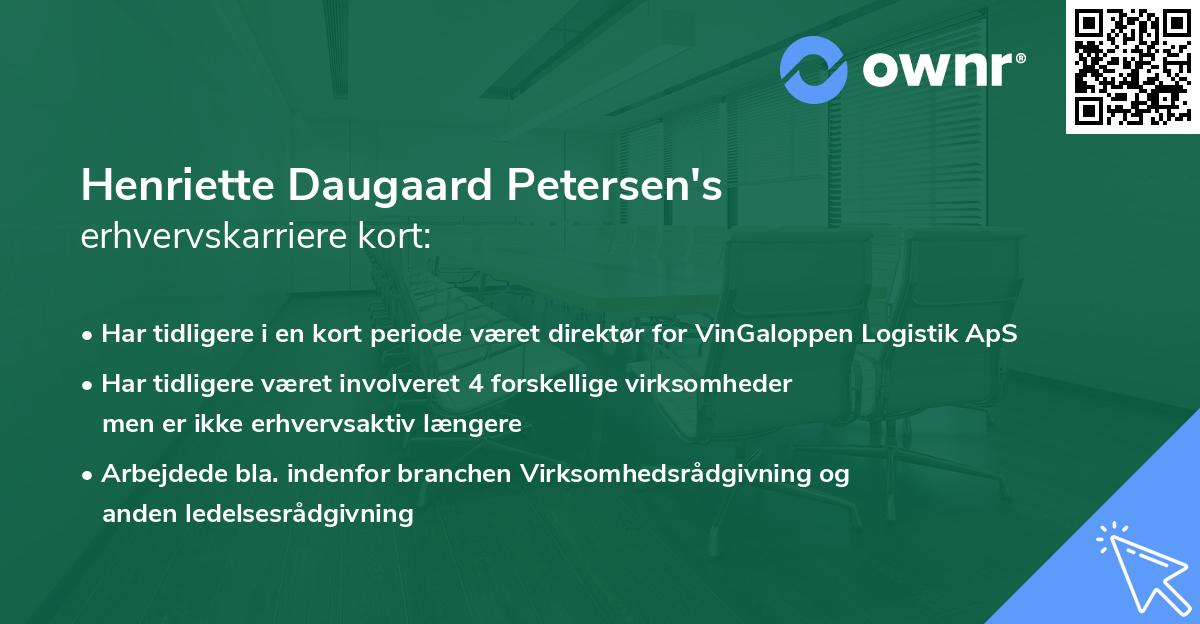 Henriette Daugaard Petersen's erhvervskarriere kort