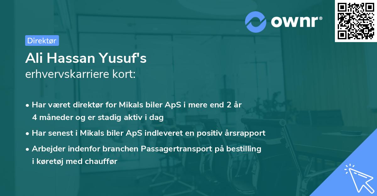 Ali Hassan Yusuf's erhvervskarriere kort