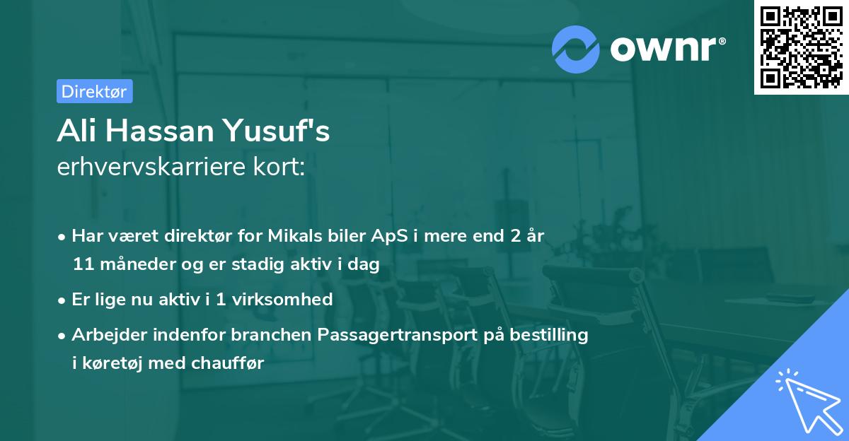 Ali Hassan Yusuf's erhvervskarriere kort