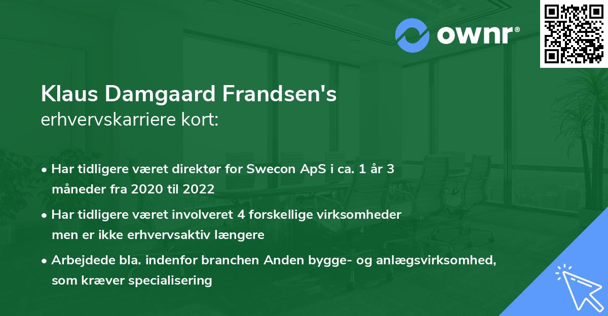 Klaus Damgaard Frandsen's erhvervskarriere kort