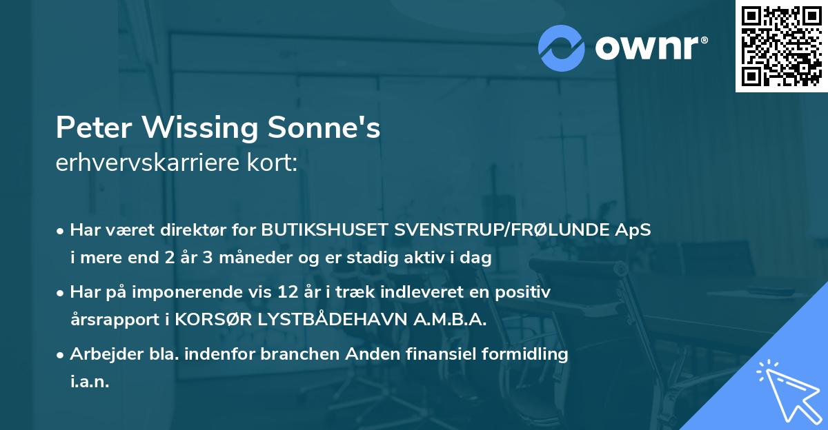 Peter Wissing Sonne's erhvervskarriere kort