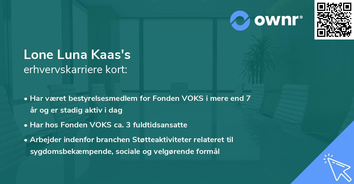 Lone Luna Kaas's erhvervskarriere kort