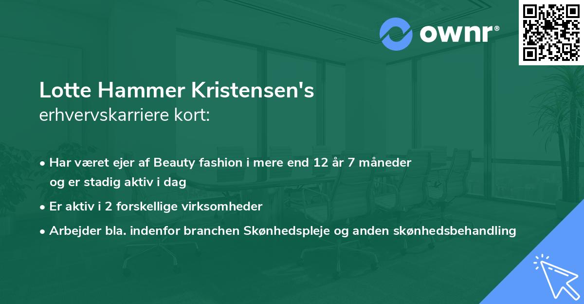Lotte Hammer Kristensen's erhvervskarriere kort