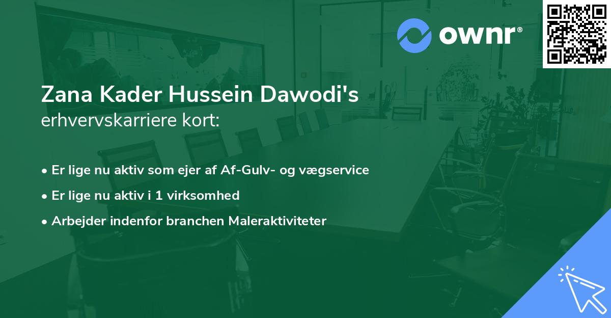 Zana Kader Hussein Dawodi's erhvervskarriere kort