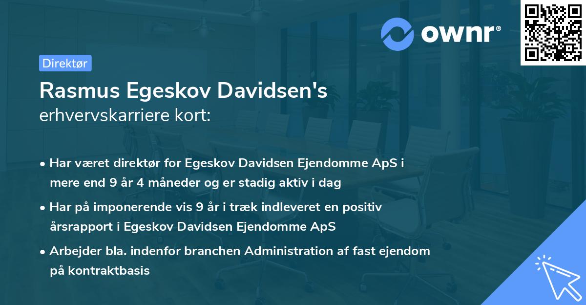 Rasmus Egeskov Davidsen's erhvervskarriere kort