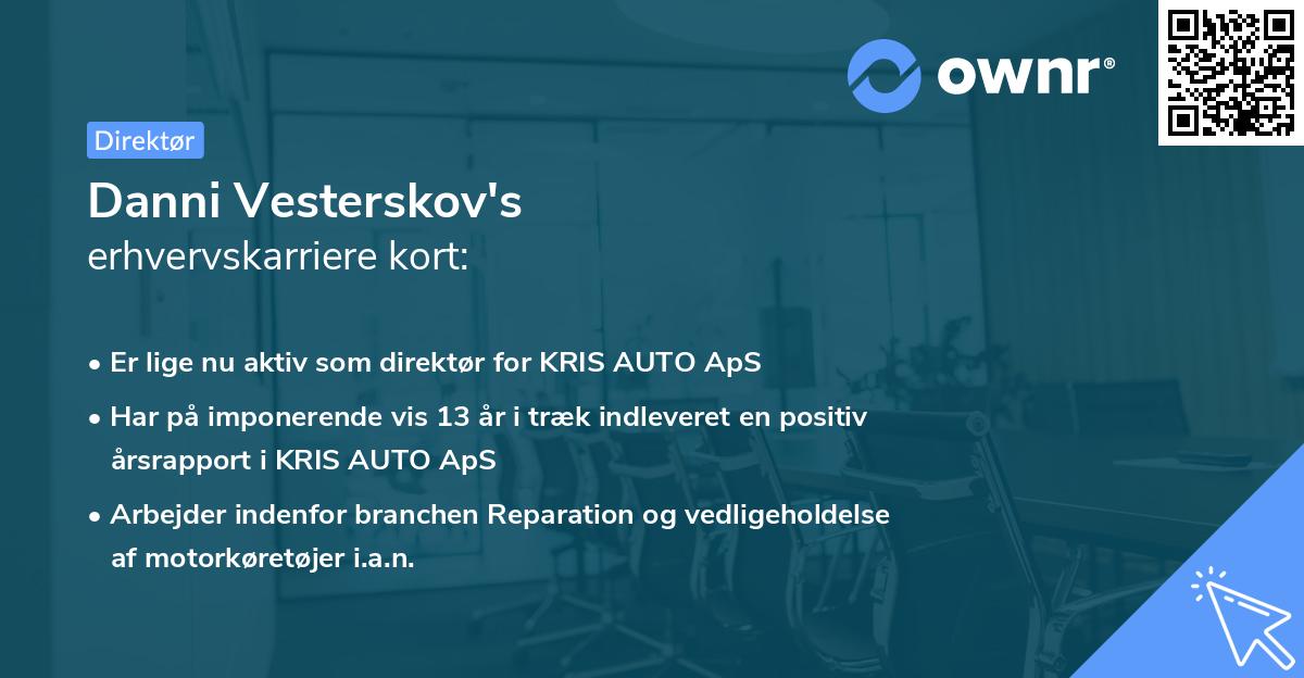 Danni Vesterskov's erhvervskarriere kort