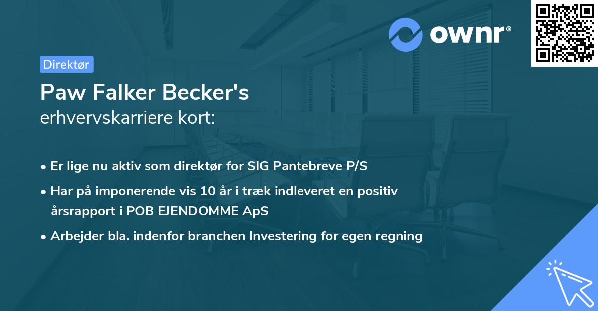 Paw Falker Becker's erhvervskarriere kort