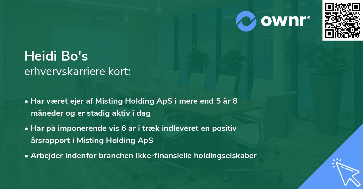 Heidi Bo's erhvervskarriere kort