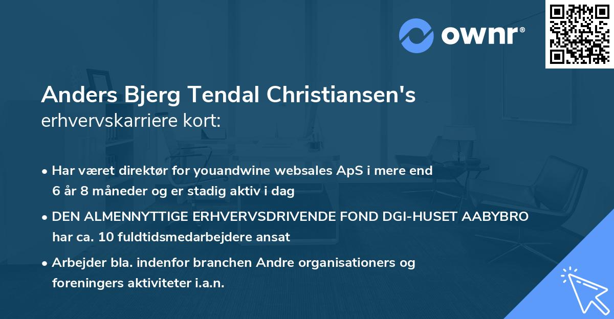 Anders Bjerg Tendal Christiansen's erhvervskarriere kort