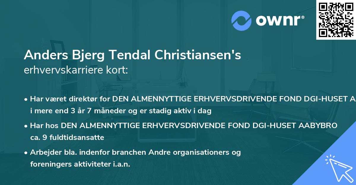 Anders Bjerg Tendal Christiansen's erhvervskarriere kort
