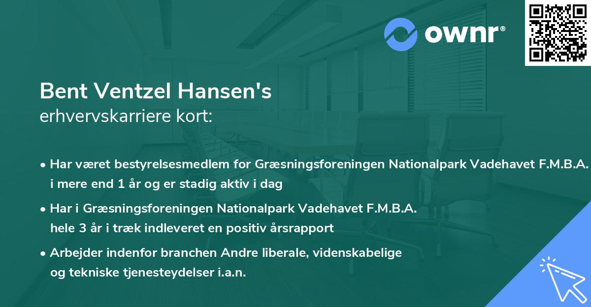 Bent Ventzel Hansen's erhvervskarriere kort