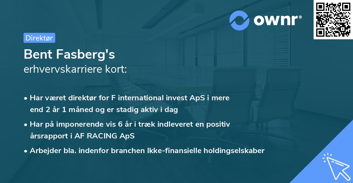 Bent Fasberg's erhvervskarriere kort