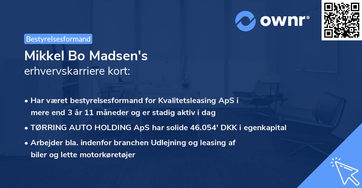 Mikkel Bo Madsen's erhvervskarriere kort